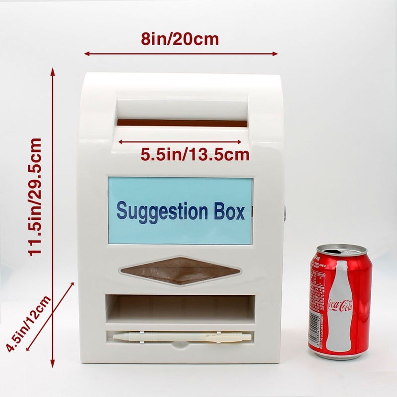 TEMEILI Lockable Privacy Suggestion Box - Wall Mount/Tabletop with Pen & 6 Replaceable Tags, Comment & Mail Box for Party, Office Multi-Use for Donation, Mail & Fundraising - Image 4
